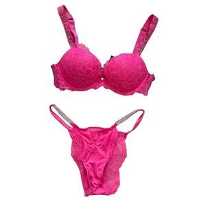 Victoria’s Secret Matching Pink Heart Lingerie Set